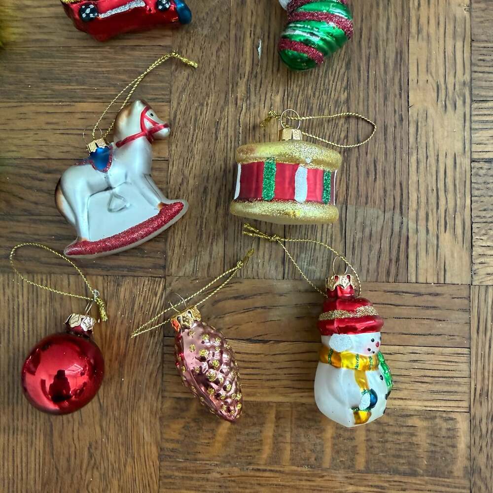 Vintage Mini Blown Glass Christmas Ornaments Set of 10